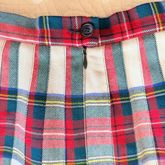 Vintage 80s 100% Wool Tartan Plaid Pleated Midi Skirt Size 6 | Made in Scotland - Picture 11 of 14